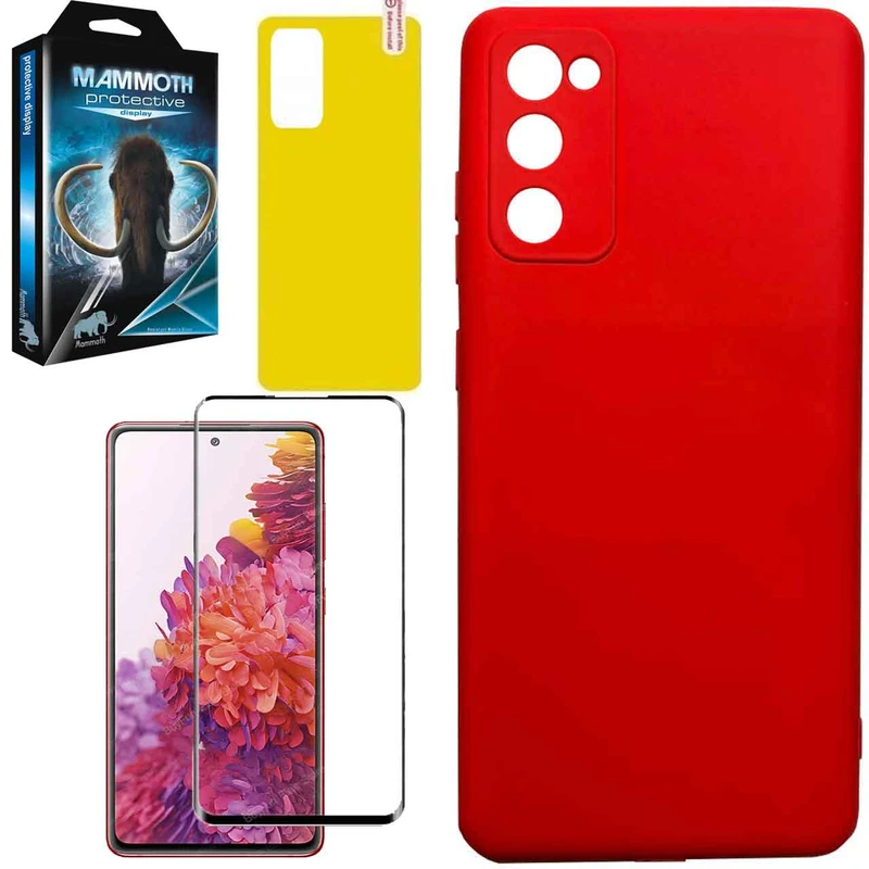 کاور ماموت مدل سیلیکونی مناسب برای گوشی موبایل سامسونگ Galaxy S20 FE به همراه محافظ صفحه نمایش و برچسب محافظ پشت گوشی