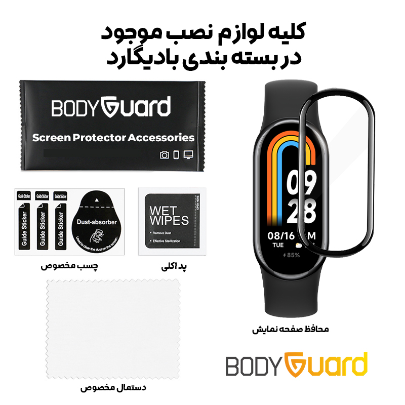 محافظ صفحه نمایش بادیگارد مدل PMMA مناسب برای ساعت هوشمند شیائومی Mi Band 8