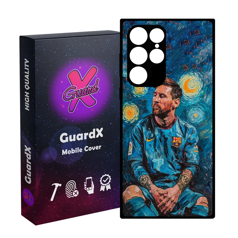 کاور گارد ایکس طرح لیونل مسی مدل Glass10741 مناسب برای گوشی موبایل سامسونگ Galaxy S23 Ultra