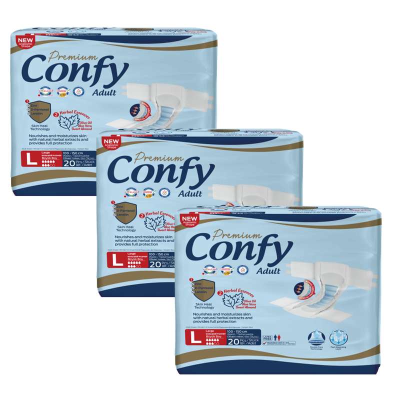 پوشک بزرگسال کانفی کد Pa7444  سایز لارج مجموعه 3 عددی