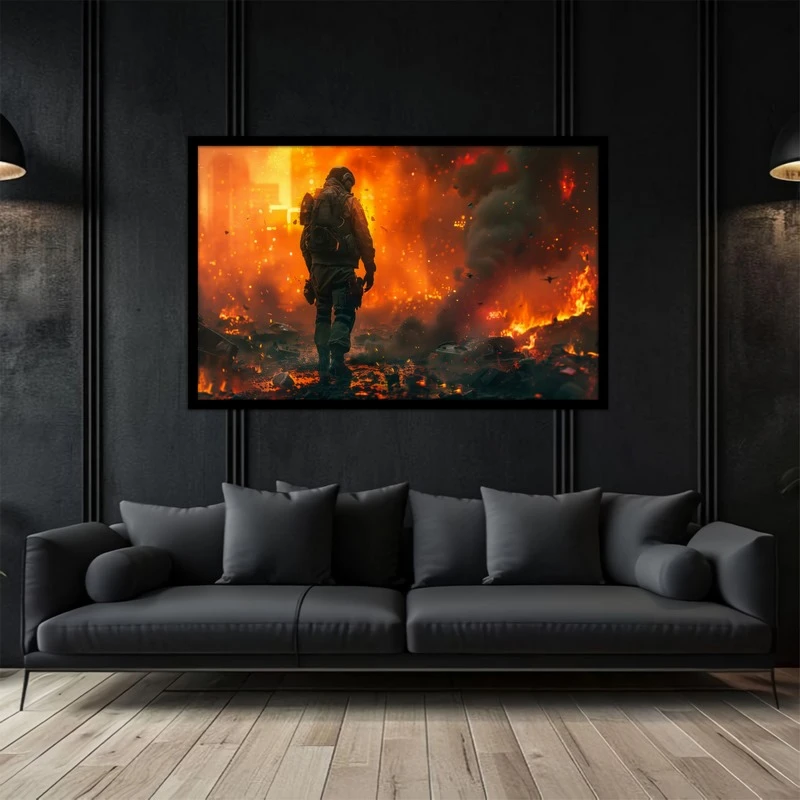 تابلو بکلیت طرح نقاشی و هنری دیجیتال  آتش نشان  مدل B-bu2884