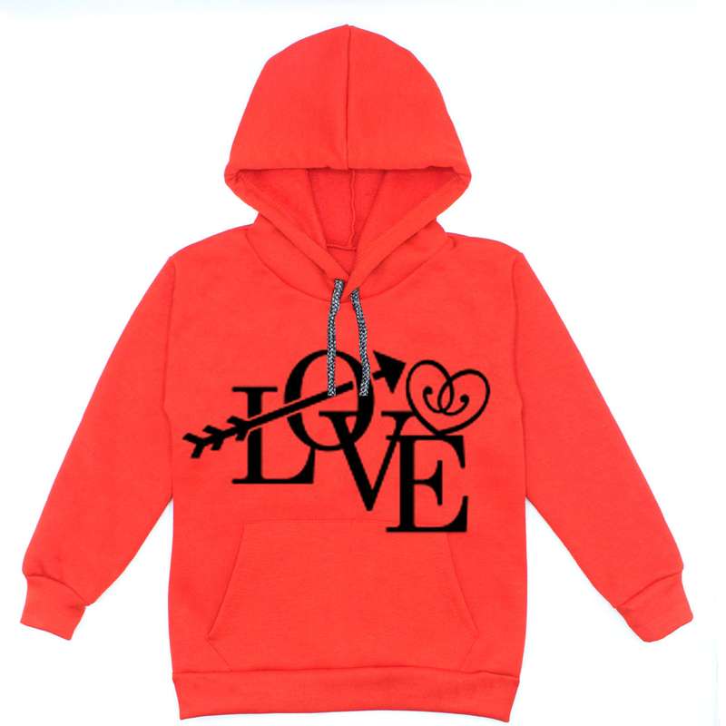 هودی دخترانه مدل A96 LOVE رنگ قرمز
