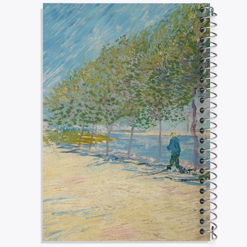 دفتر ژورنال نویسی 50 برگ خندالو مدل نقطه ای طرح جاده درامتداد رود سن ونسان ونگوگ (Van Gogh) کد 36794