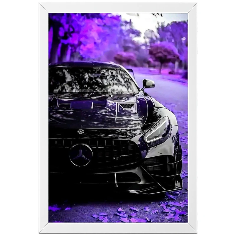 تابلو بکلیت طرح ماشین و خودرو مرسدس بنز Mercedes-Benz AMG GT R مدل W-po2110 فریم سفید