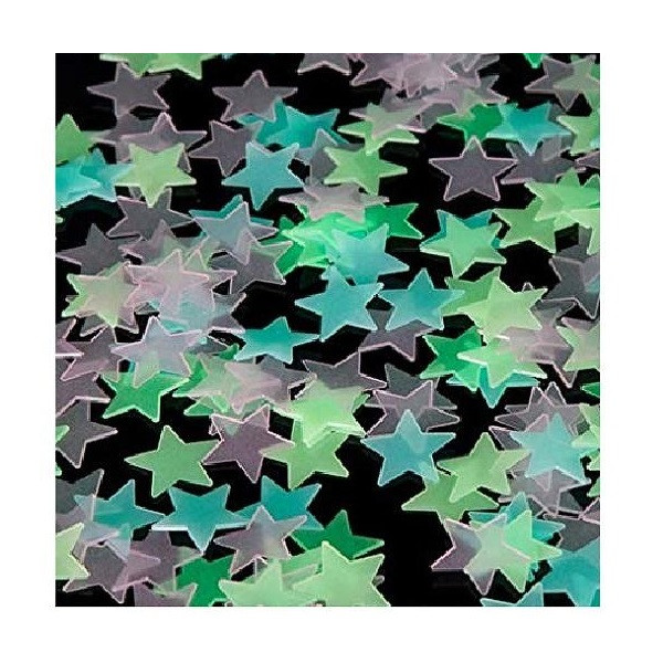 استیکر دیواری کودک طرح ماه و ستاره شب تاب کد 4CS1M بسته 21 عددی