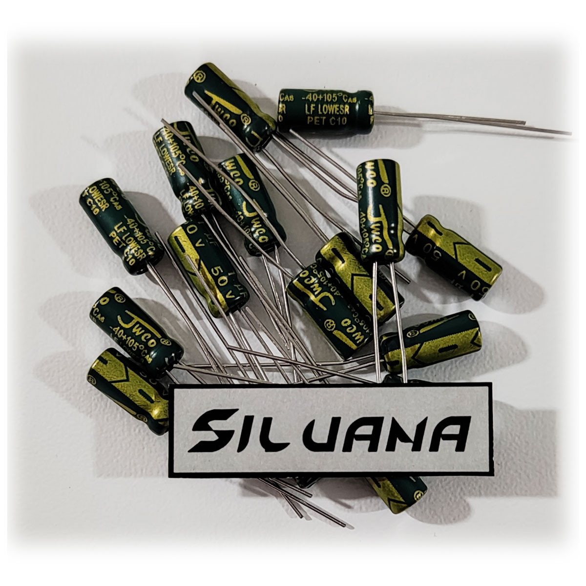 خازن الکترولیت 1 میکرو فاراد 50 ولت جی دبلیو کو کد SC03 بسته 6 عددی