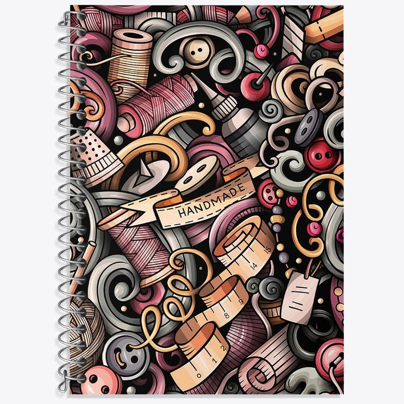 دفتر زبان 50 برگ خندالو مدل دو خط طرح خیاطی کد N526