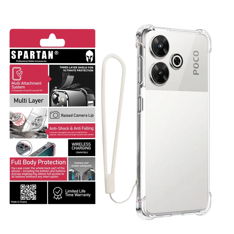 کاور اسپارتان مدل Airbag Strap مناسب برای گوشی موبایل شیائومی Redmi 13/ Poco M6 4G/ Redmi Note 13R به همراه بندآویز