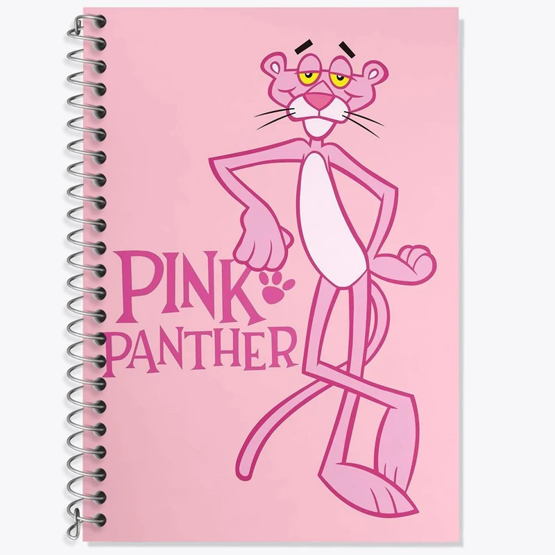 دفتر زبان 50 برگ خندالو مدل سه خط طرح پلنگ صورتی Pink Panther کد 1397