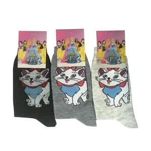 جوراب ساق بلند دخترانه مدل گربه کد 5 مجموعه 3 عددی