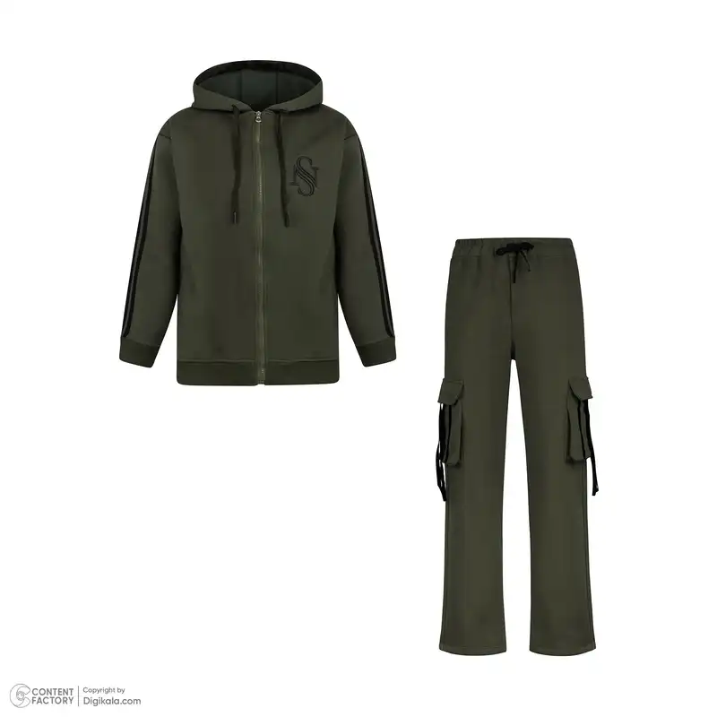 ست سویشرت و شلوار تیپ تاپ مدل 38071T61213 رنگ یشمی