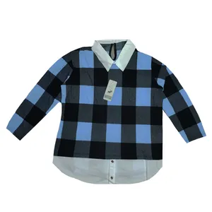 بلوز آستین بلند زنانه مدل چهارخونه کد FR54 رنگ آبی