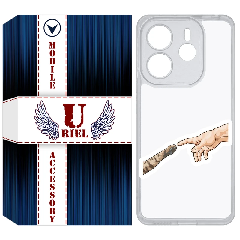 کاور یوریل مدل Clear کد 94 طرح دست گربه مناسب برای گوشی موبایل شیائومی Redmi Note 14 4G