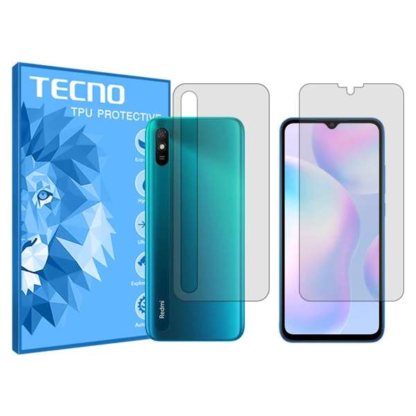 محافظ صفحه نمایش شفاف تکنو مدل Resistant مناسب برای گوشی موبایل شیائومی Redmi 9i به همراه محافظ پشت گوشی
