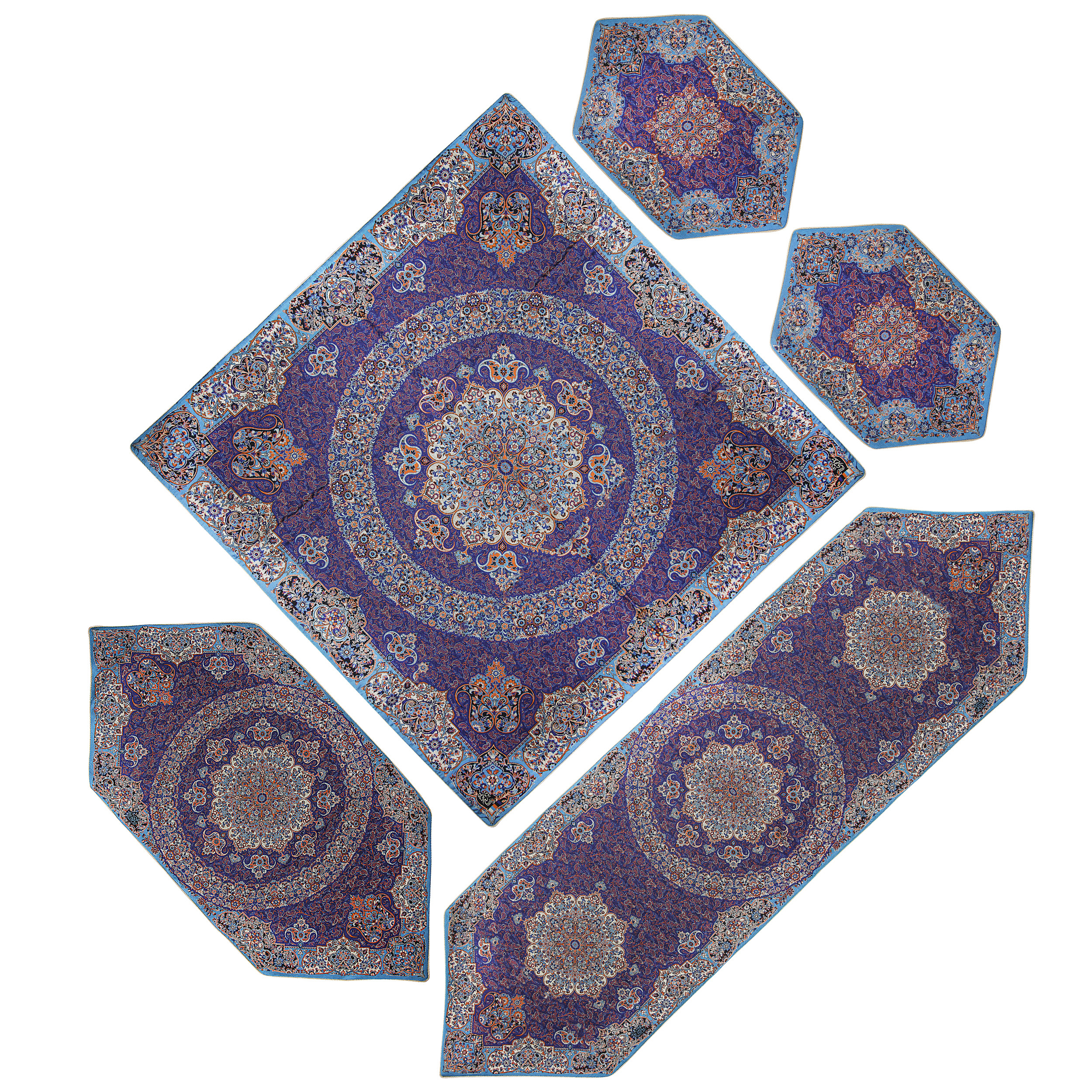ست 5 تکه رومیزی ترمه دستجردی مدل سپهر کد MRS5.5