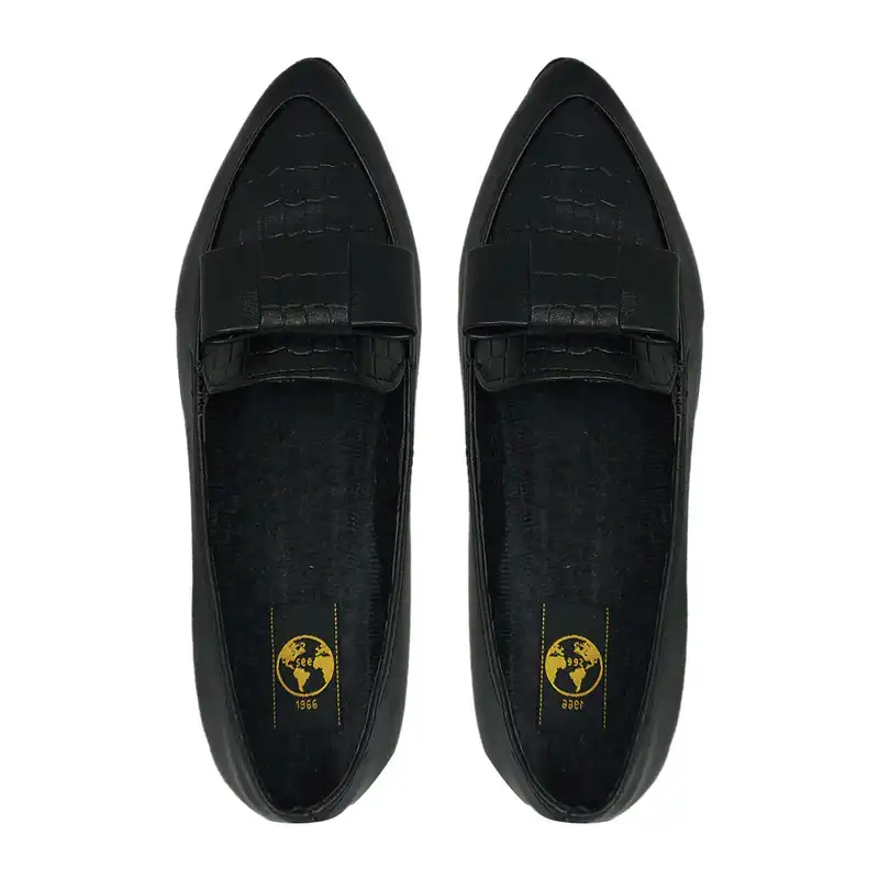 کفش زنانه سیی مدل پوست ماری پاپیونی کد 2034.1