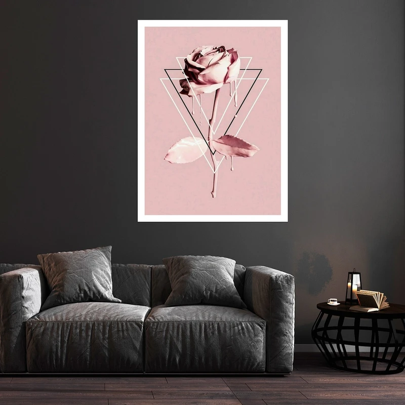 تابلو بکلیت طرح گل رز مدل قاب شاسی W-S10198