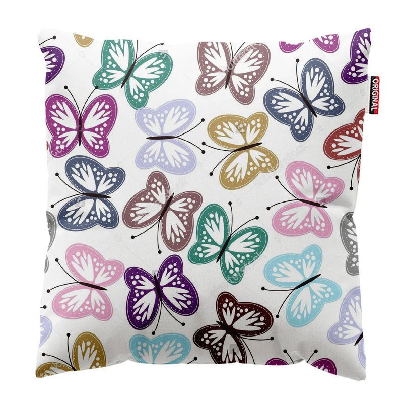 کوسن پاد آفرین طرح پروانه های رنگی زیبا کد 1753 سایز 30*30 سانتی متر