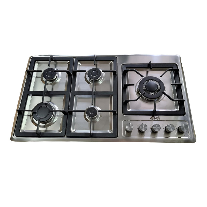 اجاق گاز صفحه‌ای پنج شعله اطلس خزر مدل بدون فر رومیزی توکار 700
