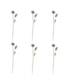 گل فیروزه کوبی مسی کد 10197بسته 6 عددی