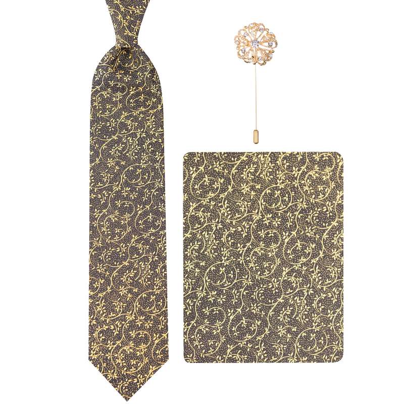 ست کراوات و دستمال جیب و گل کت مردانه مدل GF-F1055RE-Y
