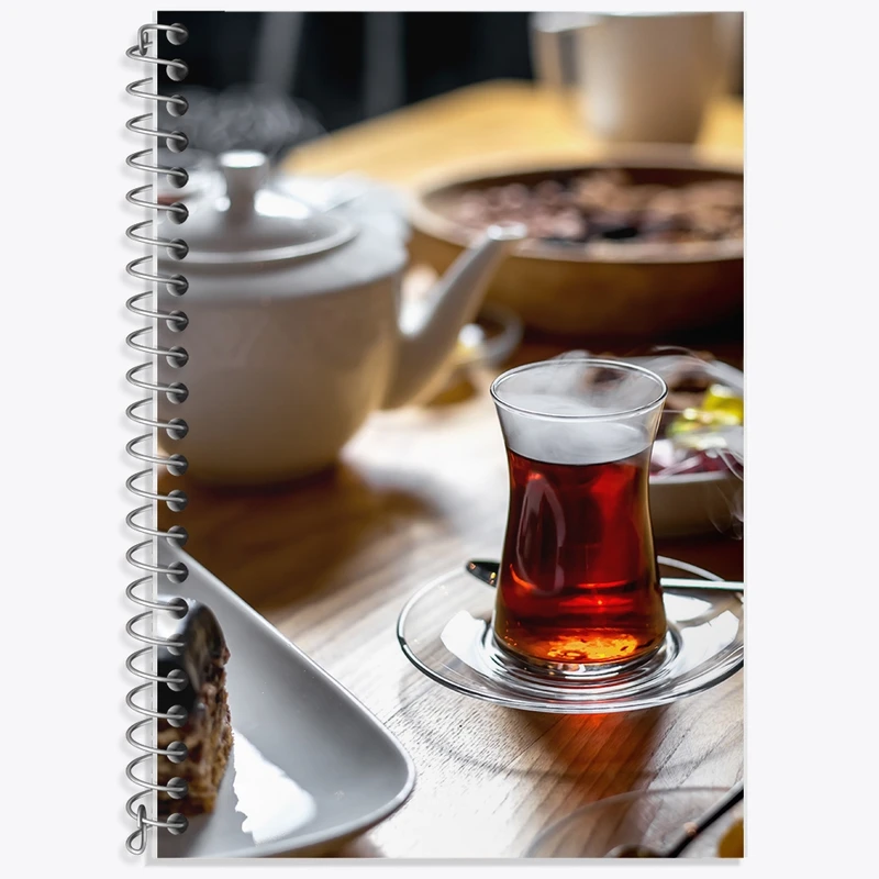 دفتر زبان 50 برگ خندالو مدل دو خط طرح چای و کافه کد F1490