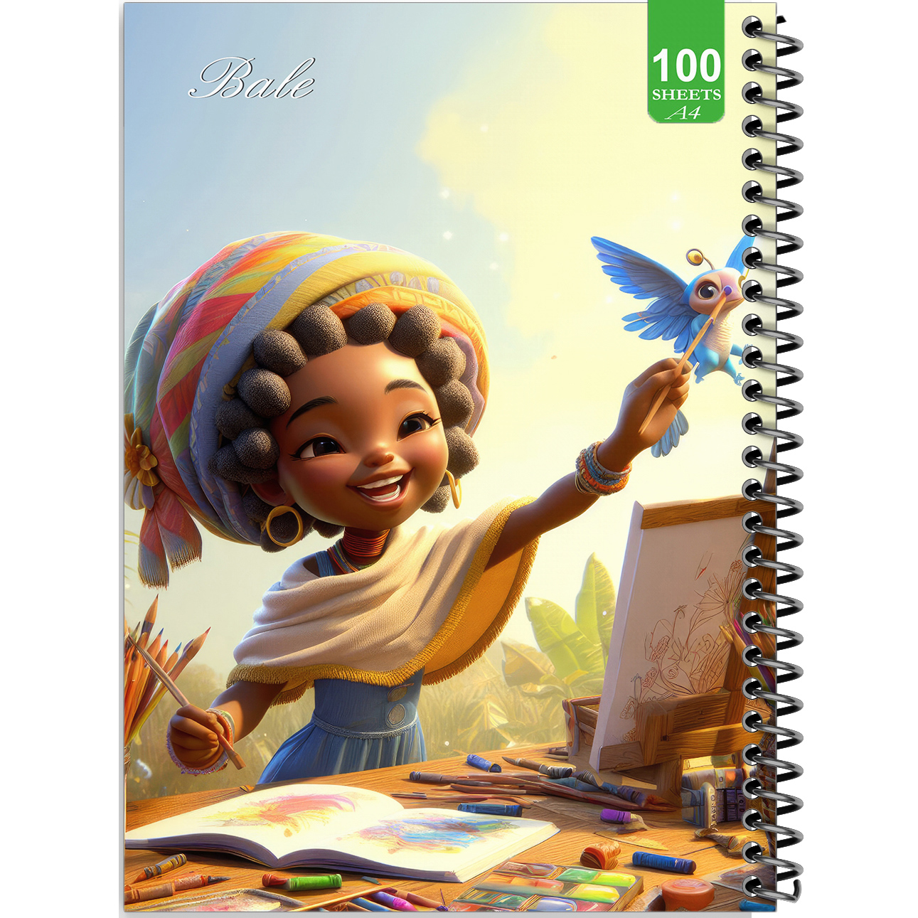 دفتر نقاشی 100 برگ بله طرح فانتزی دخترانه کد A4-N60