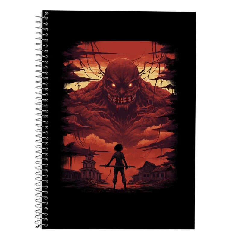 دفتر زبان 50 برگ مدوپد مدل دوخط طرح Attack on Titan کد DF10450