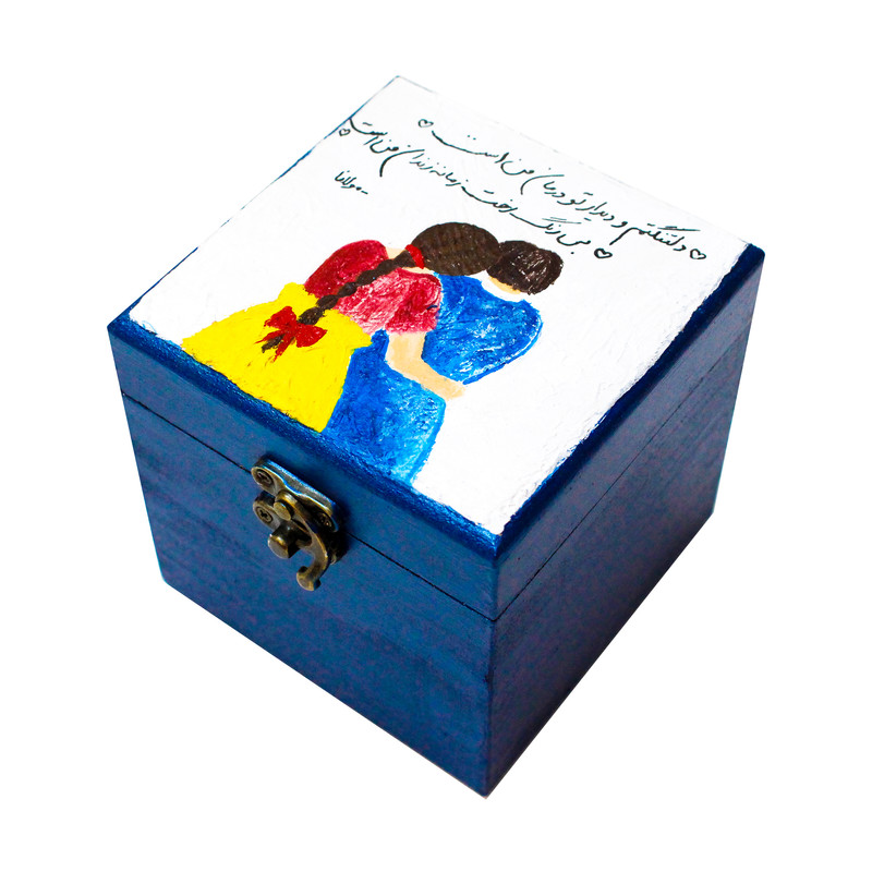 جعبه هدیه چوبی طرح عاشقانه و شعر کد 600