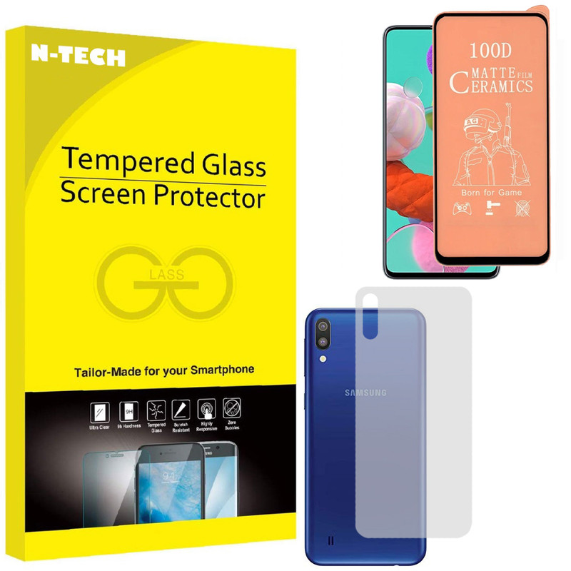  محافظ صفحه نمایش سرامیکی مات انتک مدل CRBKM-01 مناسب برای گوشی موبایل سامسونگ Galaxy M10 به همراه محافظ پشت گوشی 