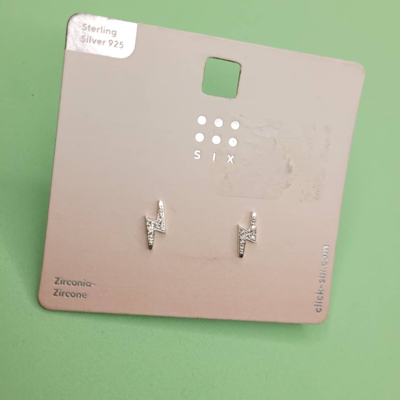 گوشواره نقره زنانه سیکس مدل رعد و برق کد 4168