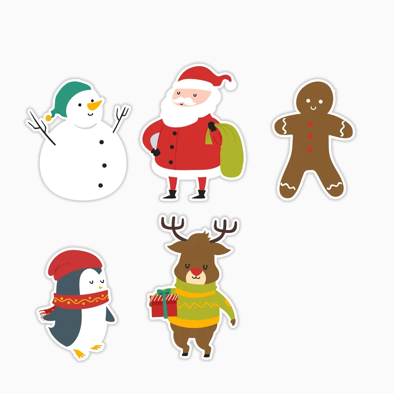 استیکر لپ تاپ و موبایل بووم طرح کریسمس کد MR183 مجموعه 5 عددی