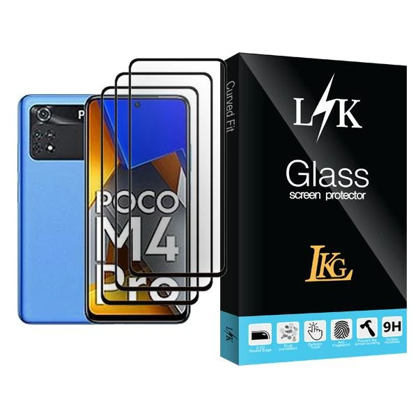 محافظ صفحه نمایش ال کا جی مدل LK Glass MIX003 مناسب برای گوشی موبایل شیائومی Poco M4 Pro بسته سه عددی