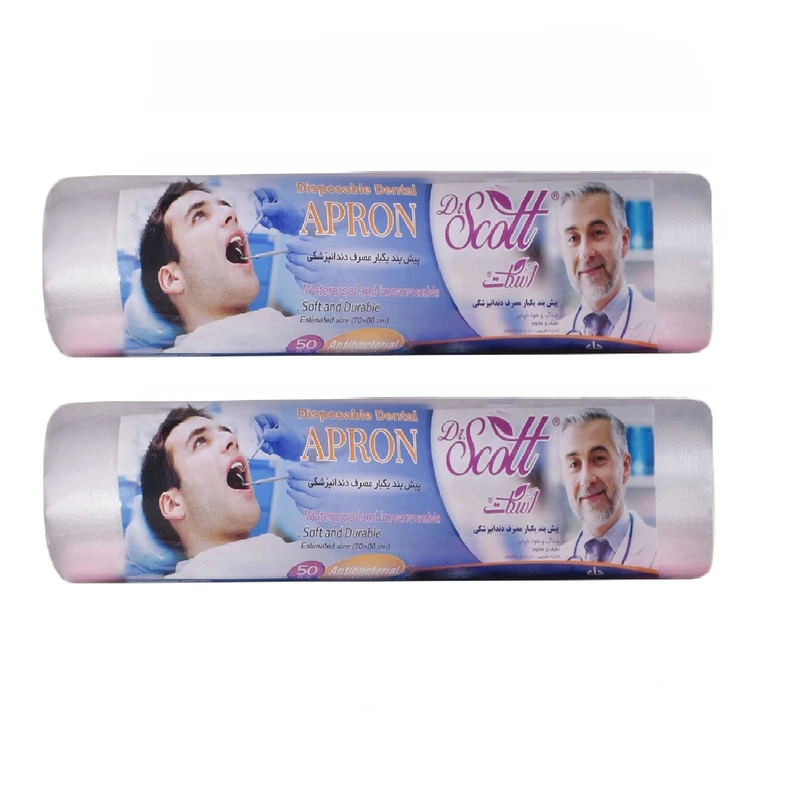 پیش بند یکبار مصرف دندانپزشکی دکتر اسکات مدل RWW-2PKG مجموعه 2 عددی