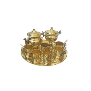 سرویس چای خوری 15 پارچه برنجی مدل هخامنشی کد 102