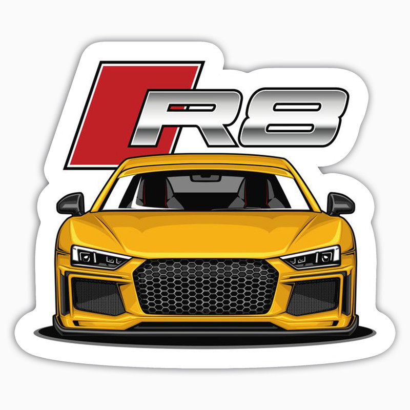 استیکر لپ تاپ بووم طرح ماشین مدل Audi R8 زرد کد JC30