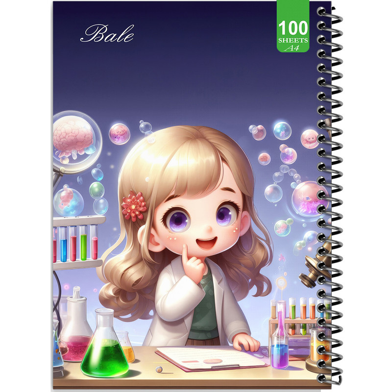 دفتر نقاشی 100 برگ بله طرح فانتزی دختر دانشمند کد A4-N472