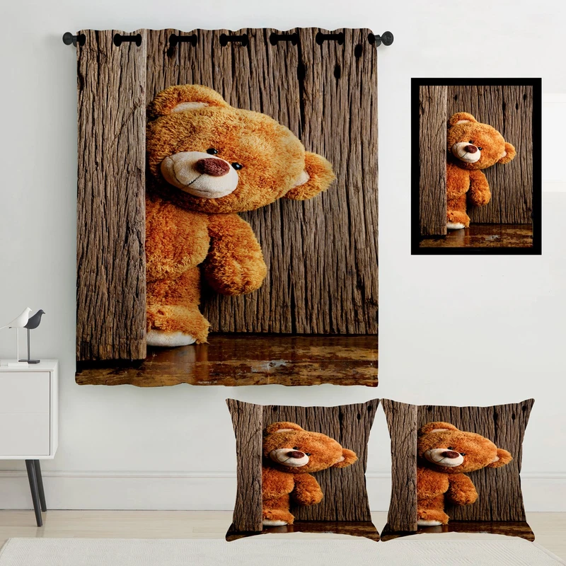 پرده رنس مدل S2-41059 به همراه تابلو و کوسن