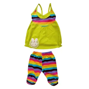 ست تاپ و شلوار دخترانه مدل خرسی راه راه 0030