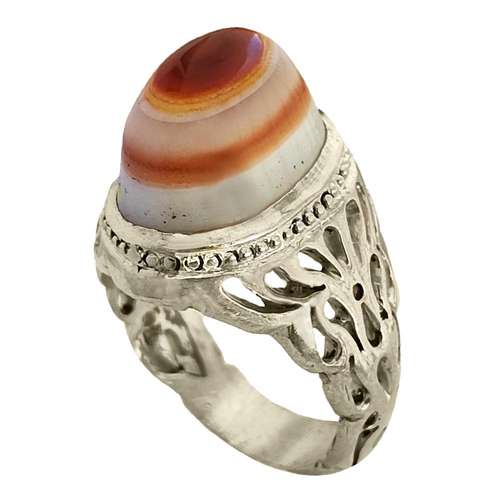 انگشتر نقره مردانه مدل عقیق باباقوری کد MB9012