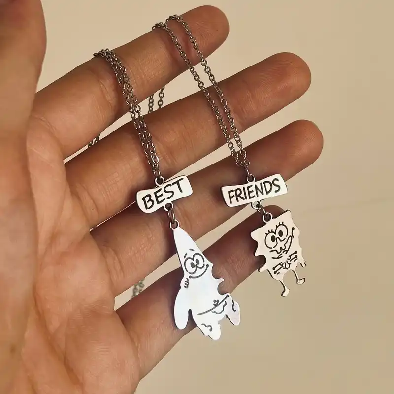 گردنبند مدل بست فرندز پاتریک و باب اسفنجی بسته دو عددی