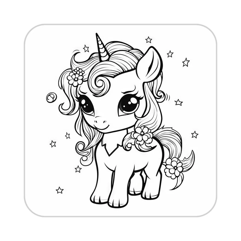 زیر لیوانی کاکتی طرح اسب تک شاخ و یونیکورن مدل mp31967