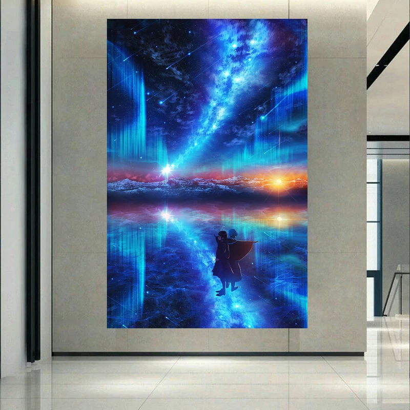پوستر پارچه ای طرح مخمل  کهکشان و انیمه مدل anime landscape کد AR3062128