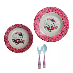 ست غذاخوری 4 تکه کودک مدل hello kitty