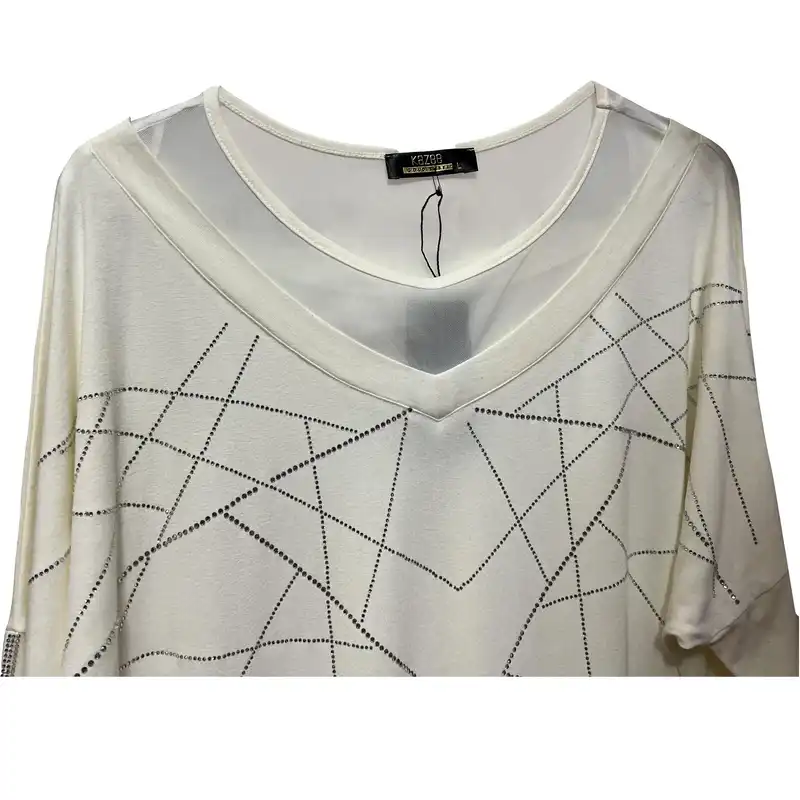 بلوز آستین بلند زنانه کازه مدل  نگین دار ضربدری ترک