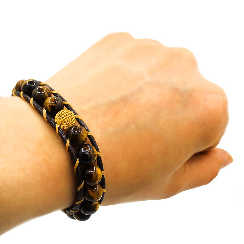 دستبند طلا 18 عیار مردانه رزالیا مدل چشم ببر کد BML-1 -  - 4