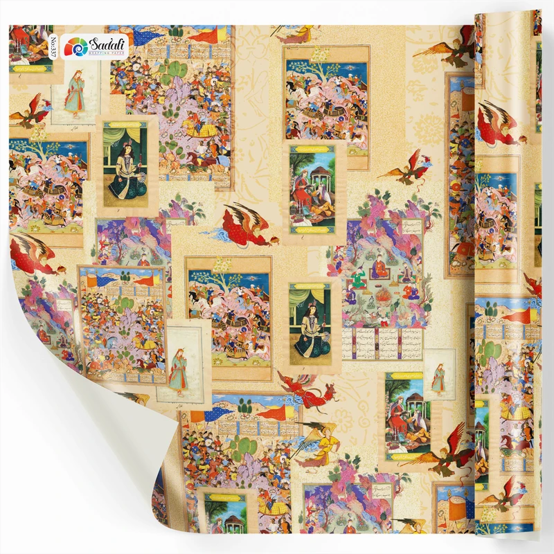 کاغذ کادو صدفی طرح شاهنامه بسته 5 عددی