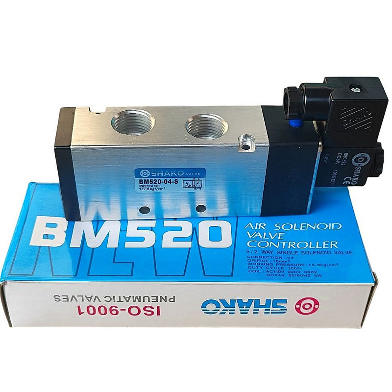 شیر برقی پنوماتیک بادی شاکو مدل Shako BM520-04-S 5-2 1/2inch 220V شیر برقی پنوماتیک بادی شاکو مدل Shako BM520-04-S 5-2 1/2inch 220V