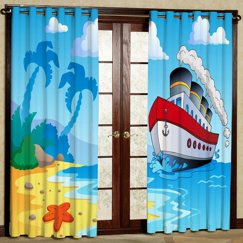  پرده مدل کشتی  هازان پانچی کد 4474 سایز 140x200 سانتی متر