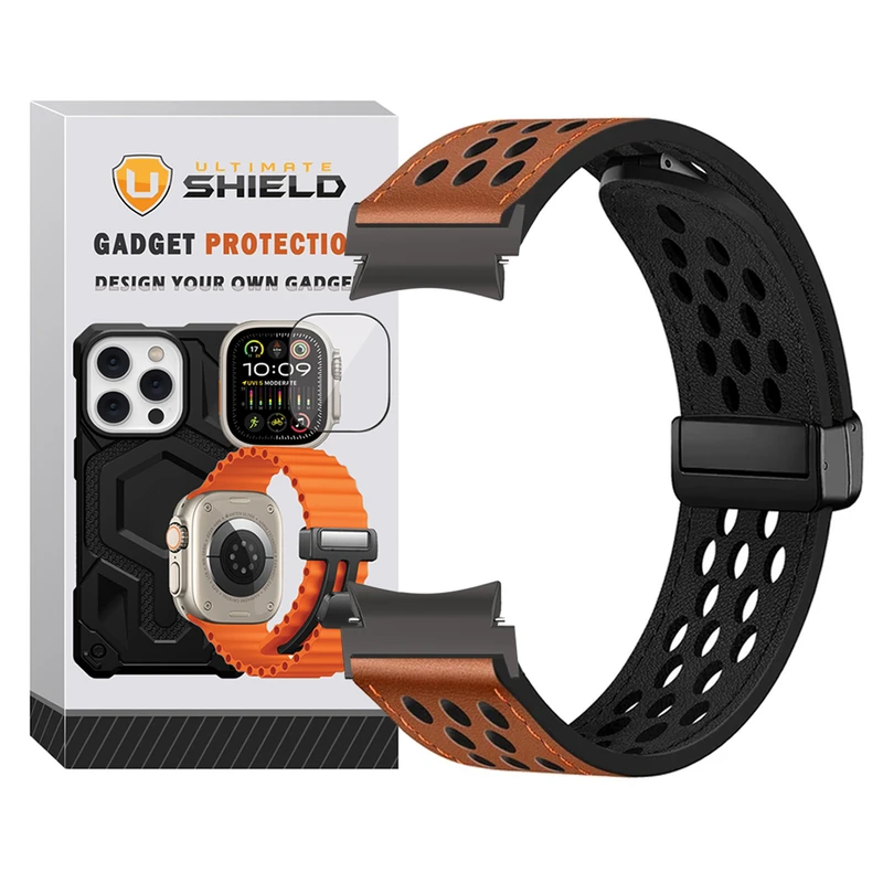 بند آلتیمیت شیلد مدل Dot Leather Mag BTN BK مناسب برای ساعت هوشمند سامسونگ Galaxy Watch 6 44mm